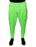 Pantalons joggers cargo en polyester vert néon Dolce & Gabbana, coupe décontractée avec poches latérales.