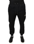 Pantalon jogger homme Dolce & Gabbana noir en modal avec logo DG, style décontracté et confortable.