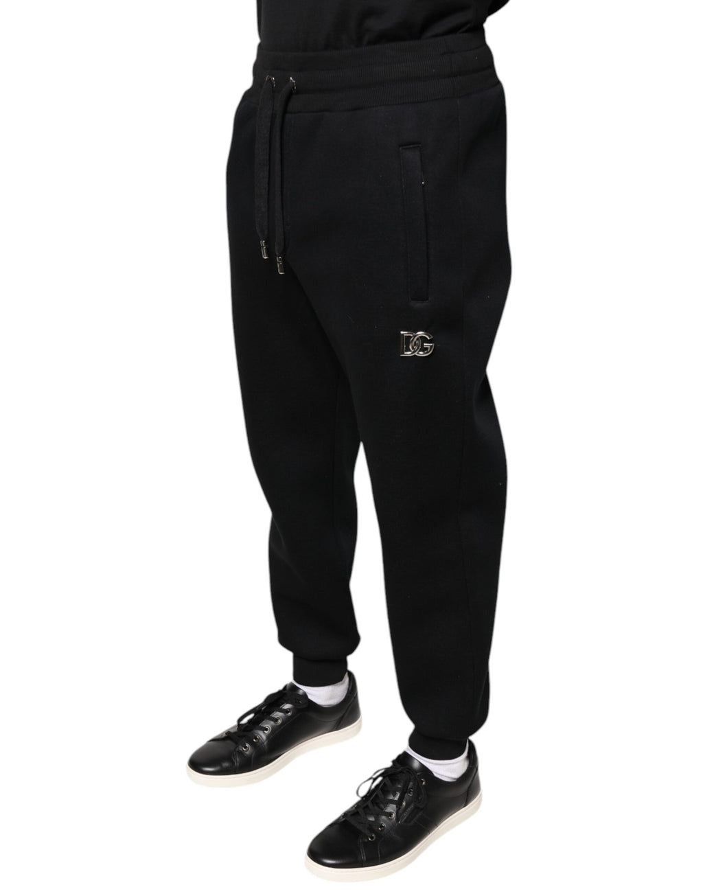Pantalon de jogging noir Dolce & Gabbana en modal avec logo DG, homme, sweatpants confortables et tendance.