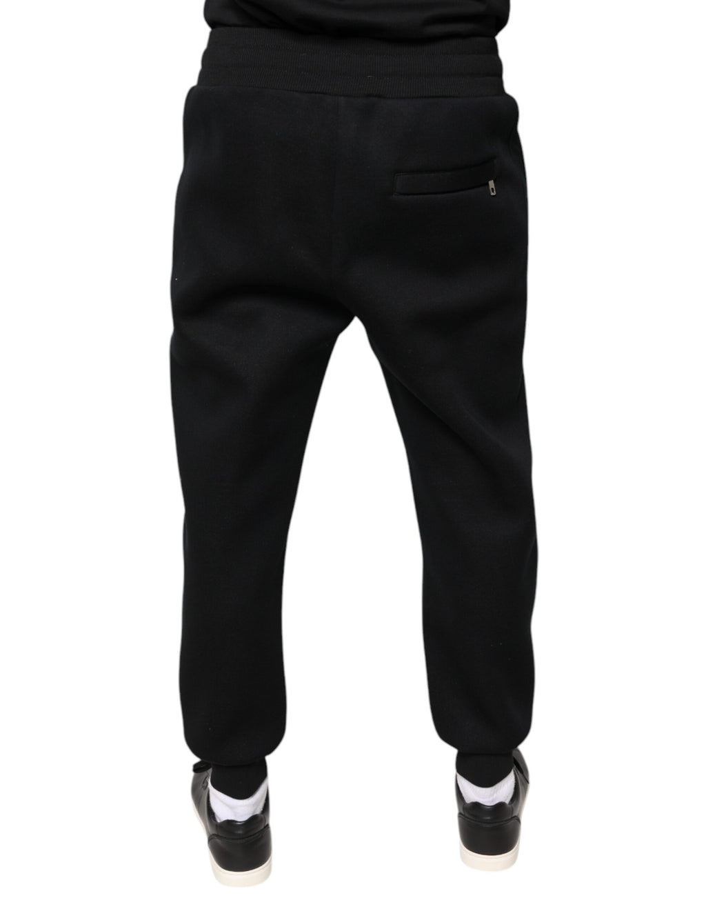 Pantalon jogging homme Dolce & Gabbana en modal noir avec logo DG, confort et style décontracté.