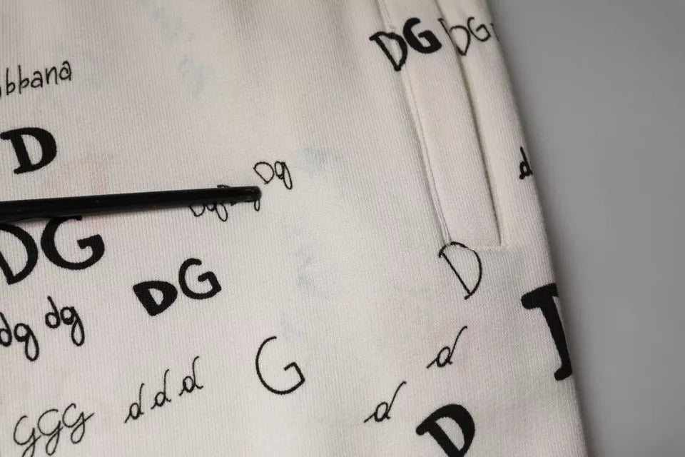 Pantalon de jogging en coton blanc imprimé Dolce & Gabbana, style décontracté et confortable avec détails tendance.