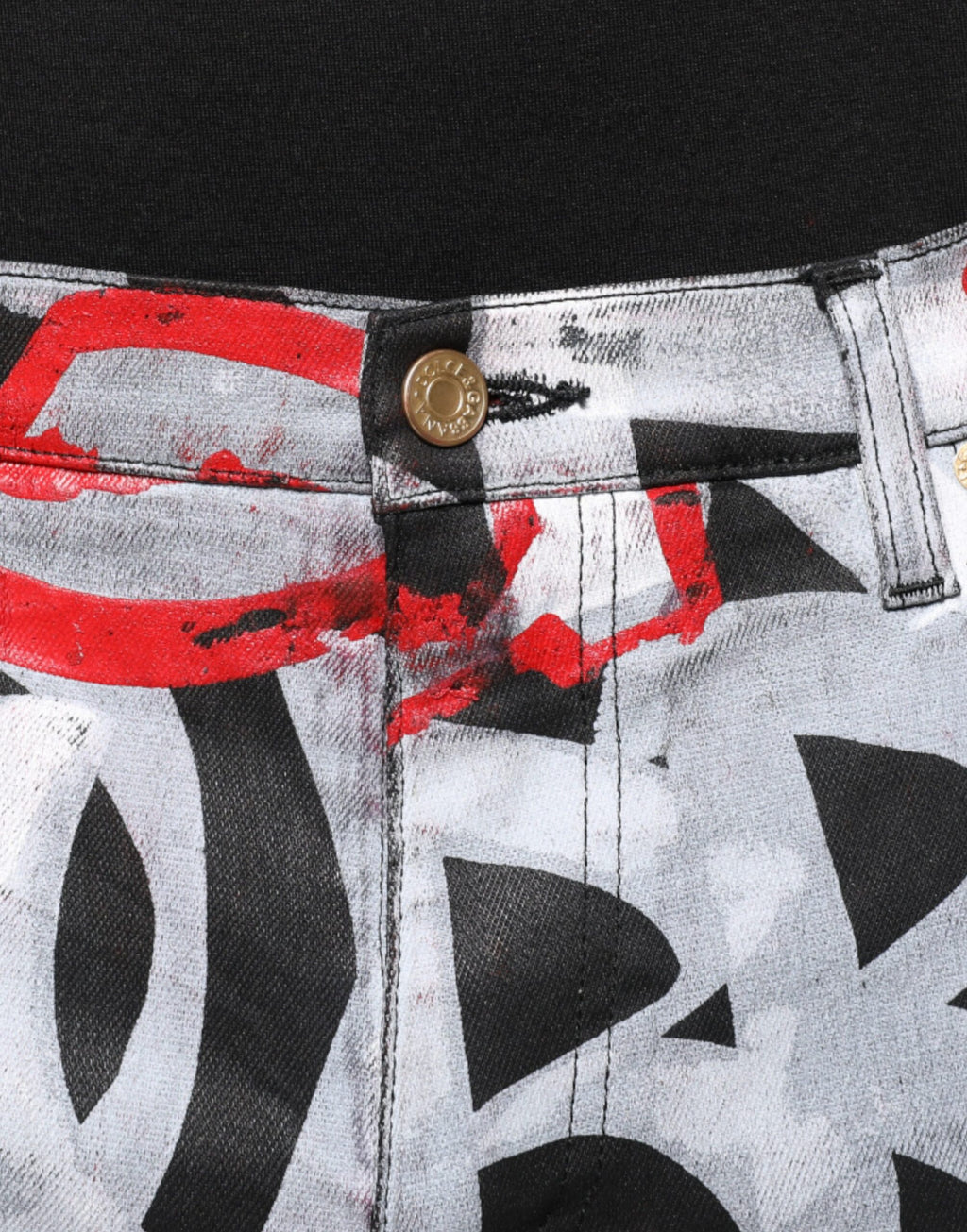 Jeans skinny en denim multicolore en coton avec monogramme Dolce & Gabbana, vue de face.