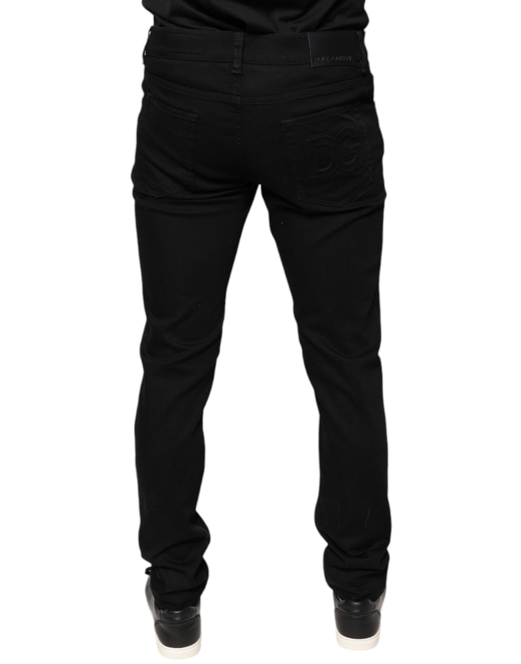 Jeans homme Dolce & Gabbana en coton stretch noir, coupe skinny, denim élégant et ajusté.