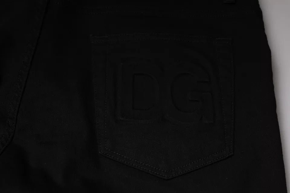 Jeans slim en coton stretch noir pour homme de Dolce & Gabbana, coupe skinny, avec détails en denim.