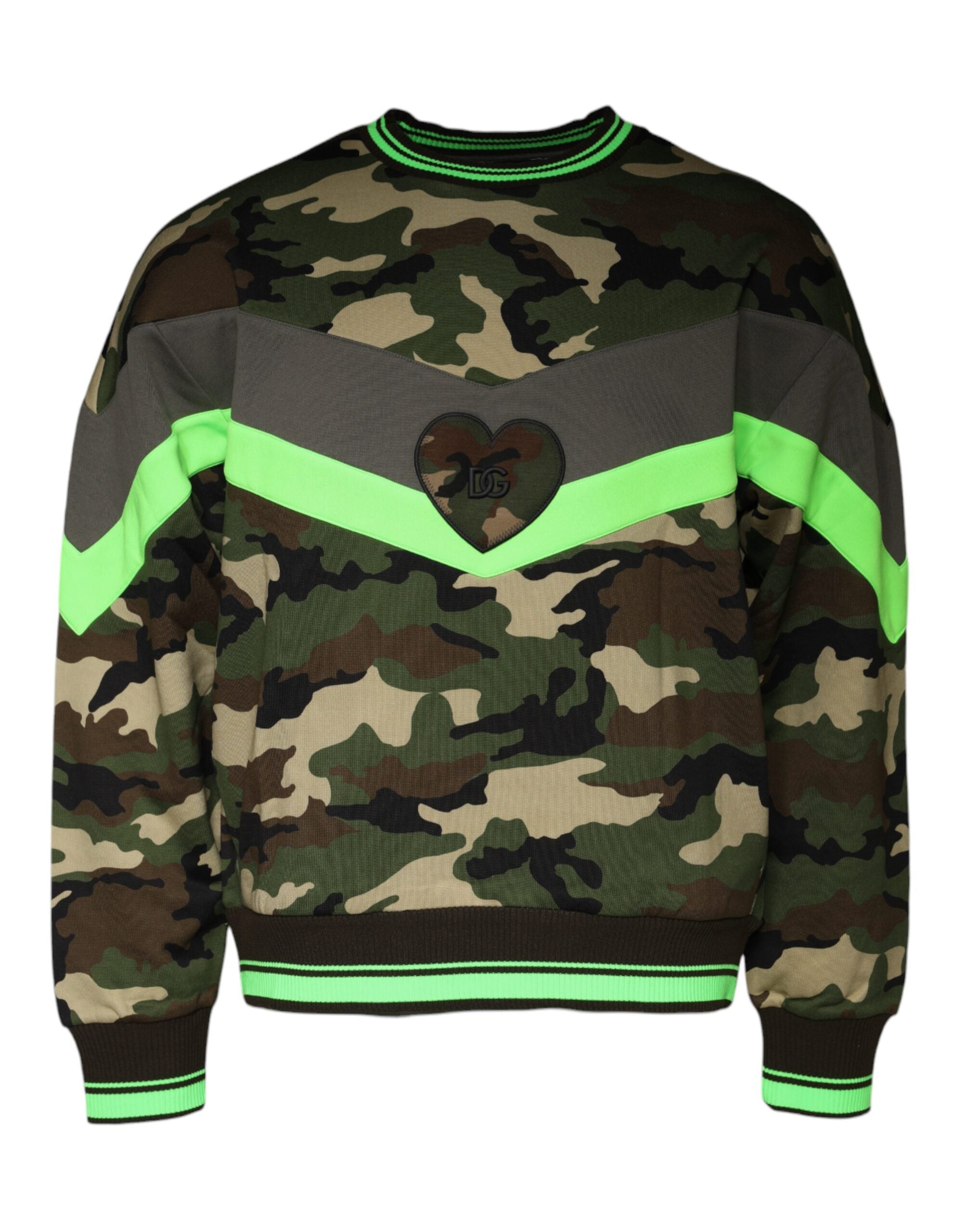 Sweat-shirt Dolce & Gabbana camouflage multicolore en coton avec logo sur la poitrine, style décontracté et tendance.