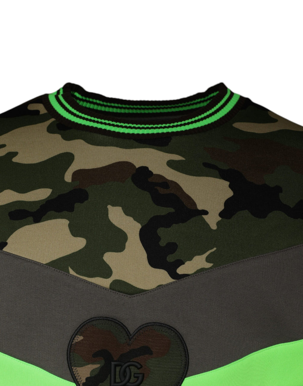 Sweatshirt multicolore camouflage Dolce & Gabbana en coton avec logo, vue de face, style décontracté et tendance.