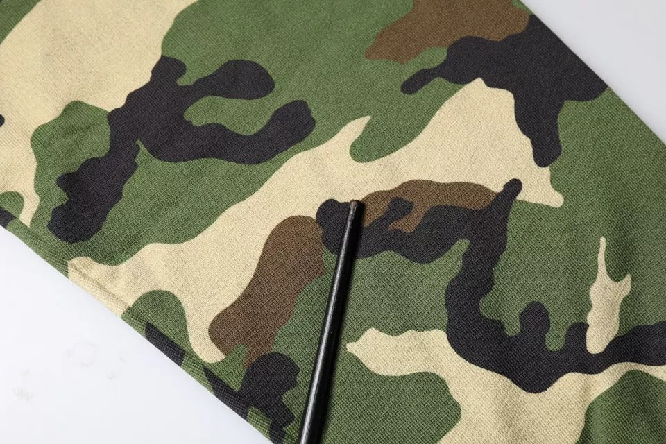 Sweat-shirt Dolce & Gabbana multicolore avec motif camouflage, pull en coton à manches longues et col rond.