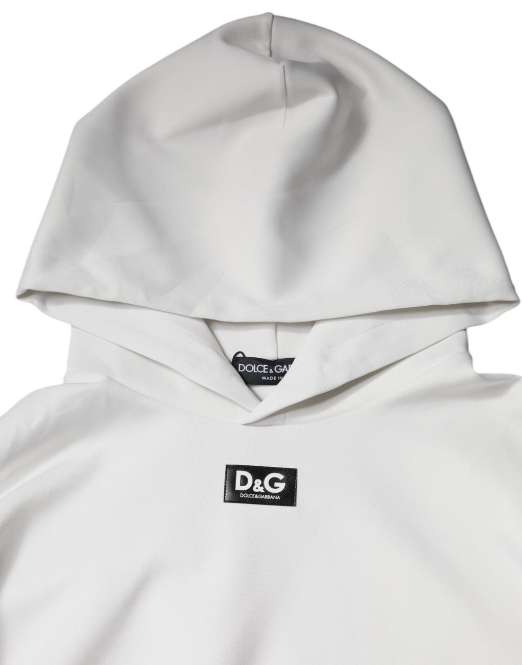 Sweatshirt à capuche blanc Dolce & Gabbana avec logo D&G, pull pour homme en coton, style décontracté.