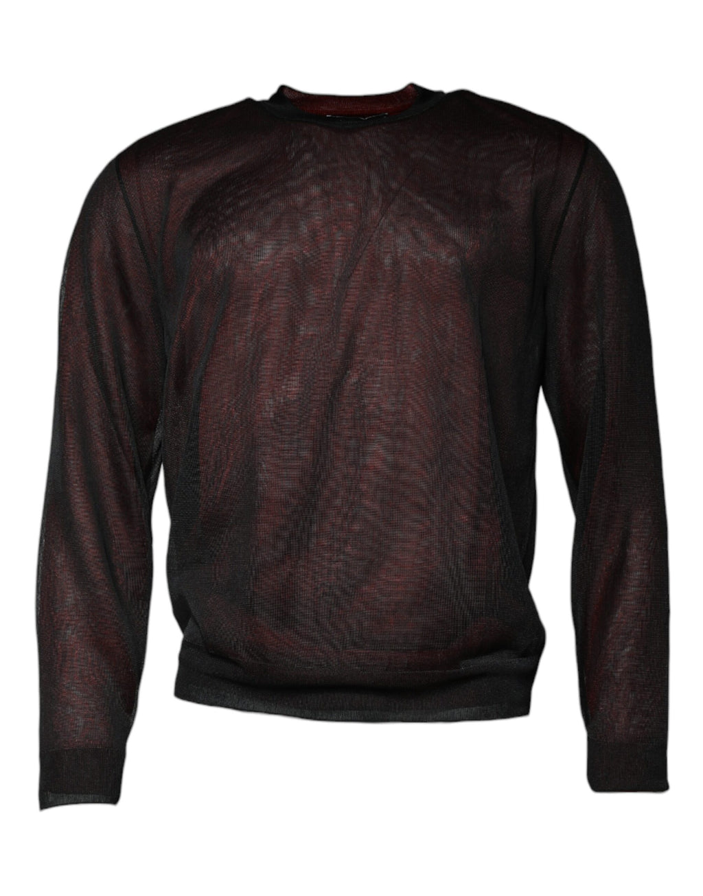 Pull à col rond en polyester marron de Dolce & Gabbana, pullover élégant avec finition soignée, porté sur un mannequin.
