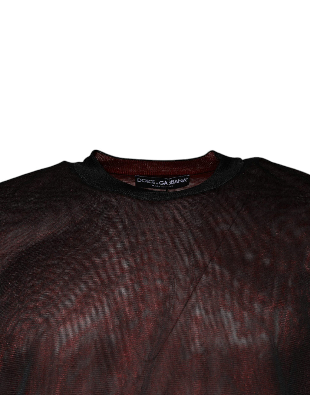 Pull en polyester bordeaux Dolce & Gabbana à col rond, style décontracté et élégant, visible en détail sur l'image.