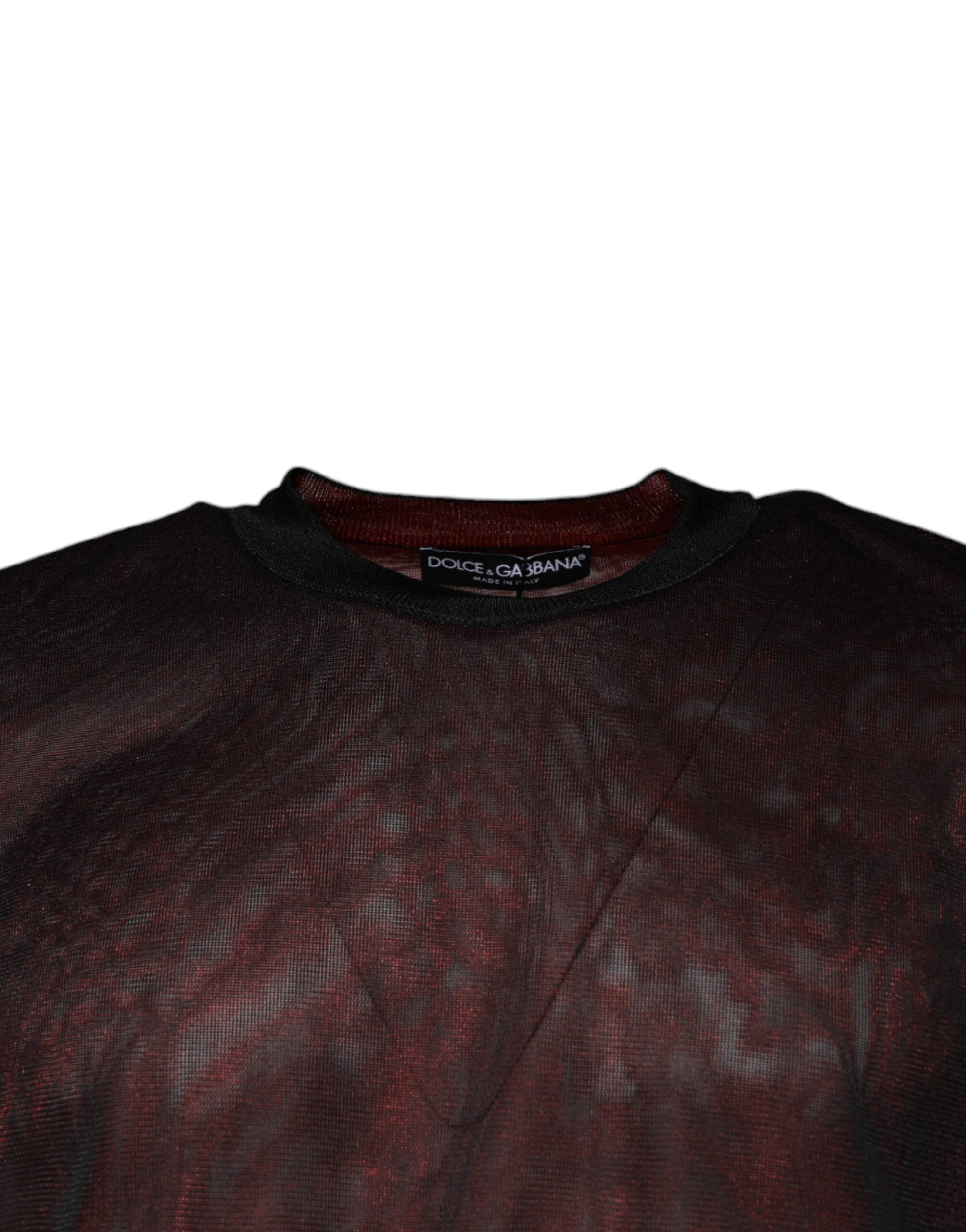 Pull en polyester bordeaux Dolce & Gabbana à col rond, style décontracté et élégant, visible en détail sur l'image.