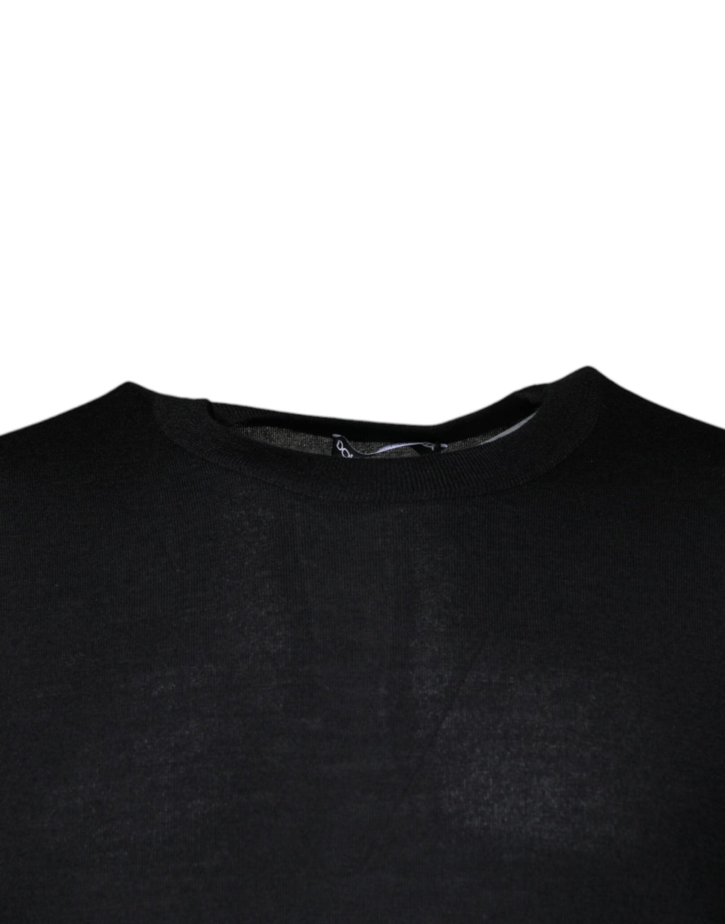 Pull-over homme en cachemire noir Dolce & Gabbana, col rond, style élégant et confortable, visible en détail dans l'image.