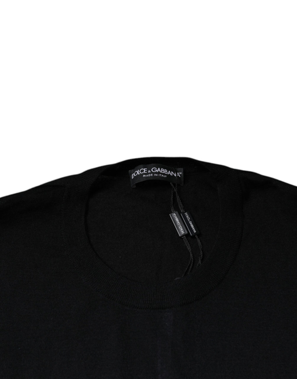 Pull-over homme en cachemire noir Dolce & Gabbana avec col rond, douceur et élégance pour un look raffiné.