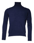 Pull en laine bleue Dolce & Gabbana avec col roulé, pullover chaud et élégant pour homme.