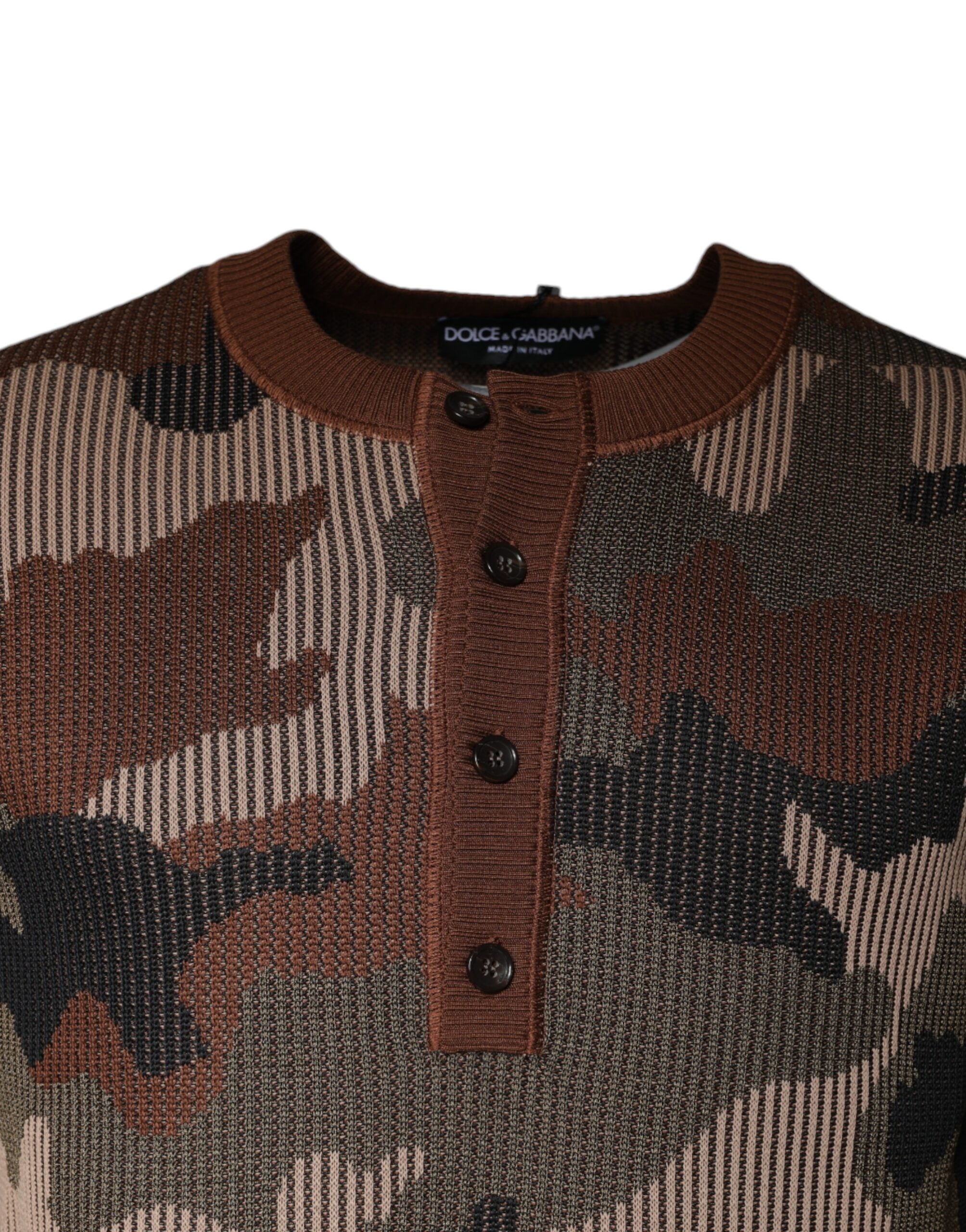 Pull à manches longues Dolce & Gabbana en camouflage multicolore pour homme, style décontracté et tendance.