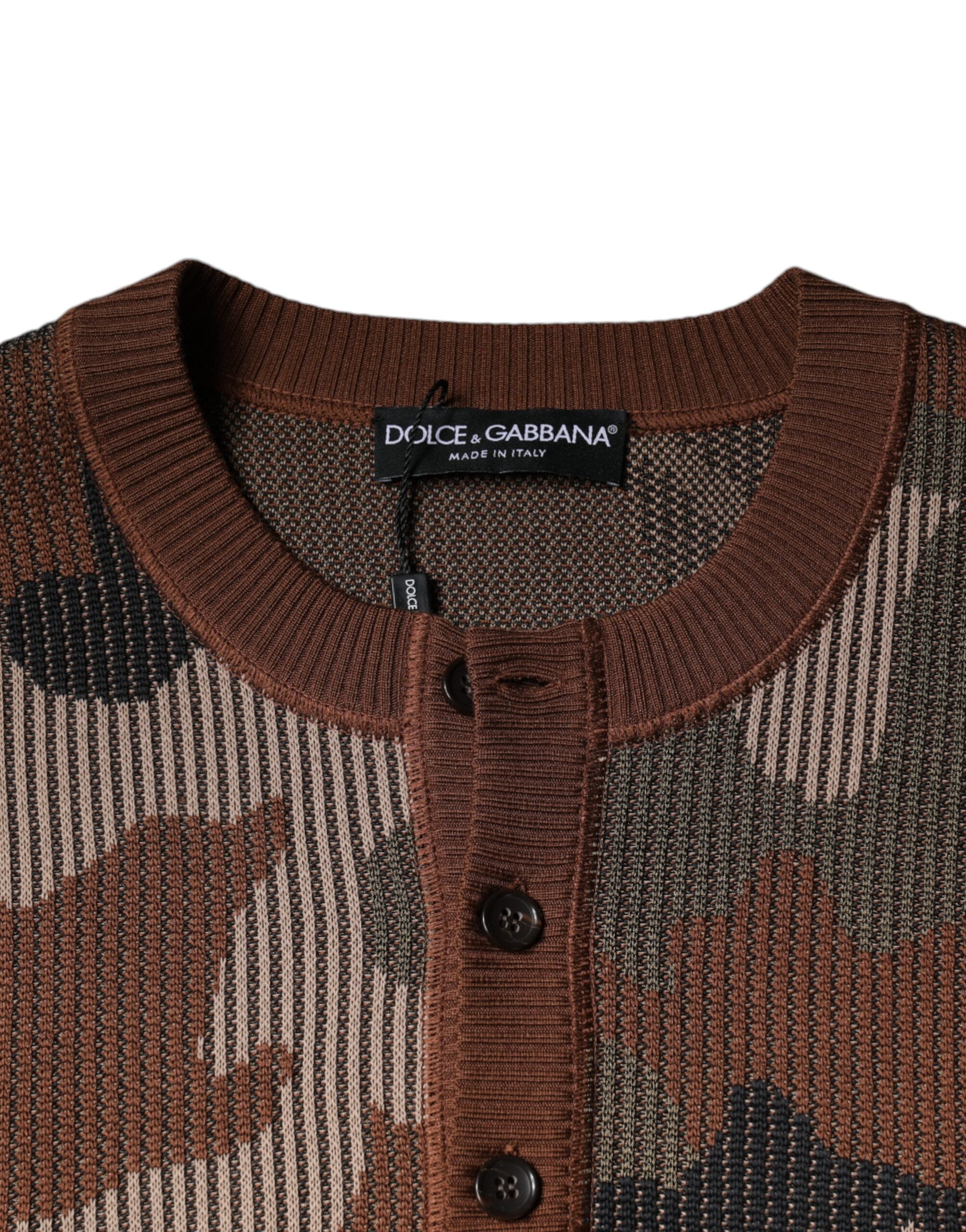 Pull à manches longues Dolce & Gabbana camouflage multicolore pour homme, motif tendance et style décontracté.