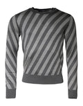 Pull à manches longues Dolce & Gabbana à rayures grises, col rond, style décontracté et élégant pour femme.
