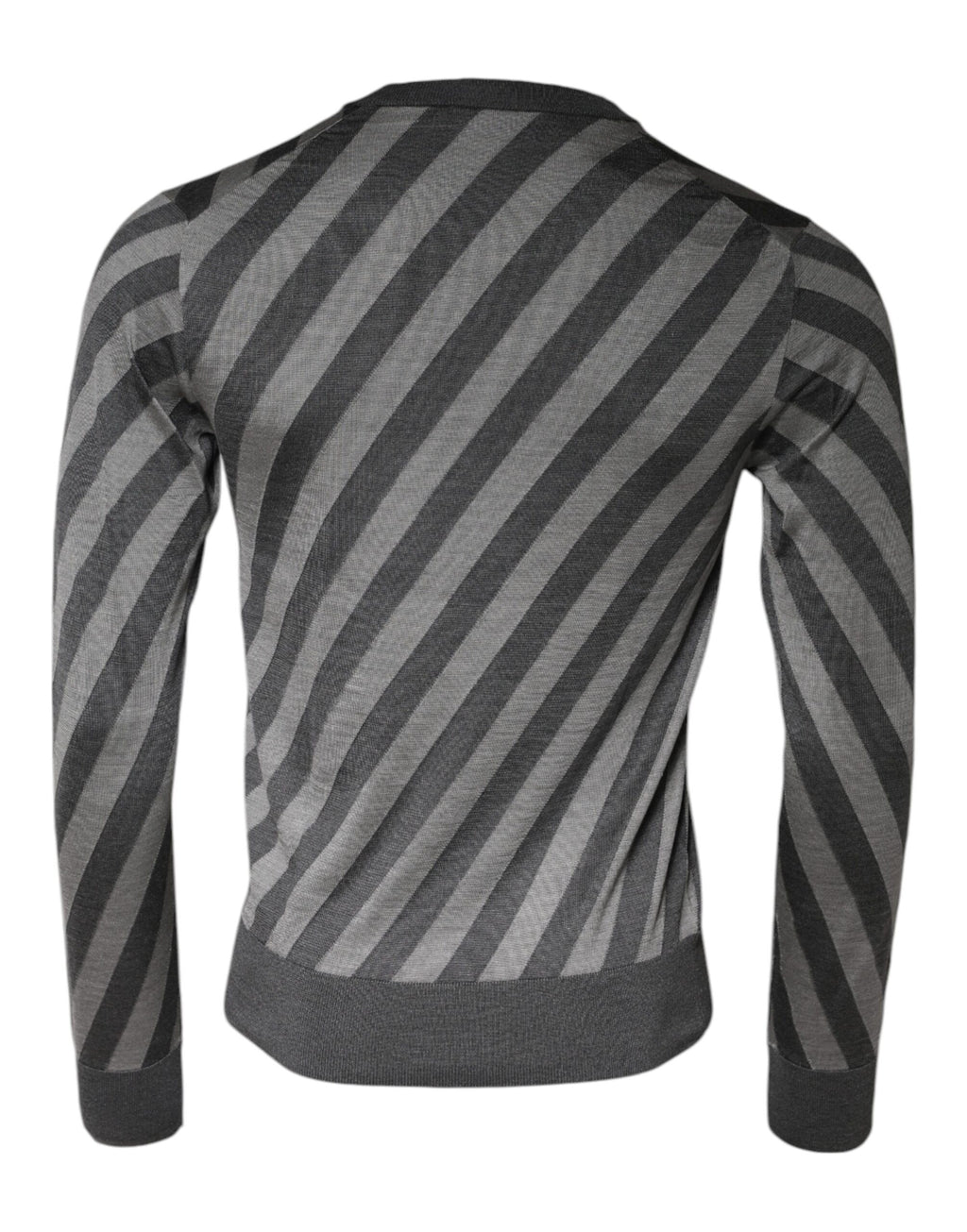 Pull à manches longues Dolce & Gabbana à rayures grises, col rond, pull-over élégant pour femme.