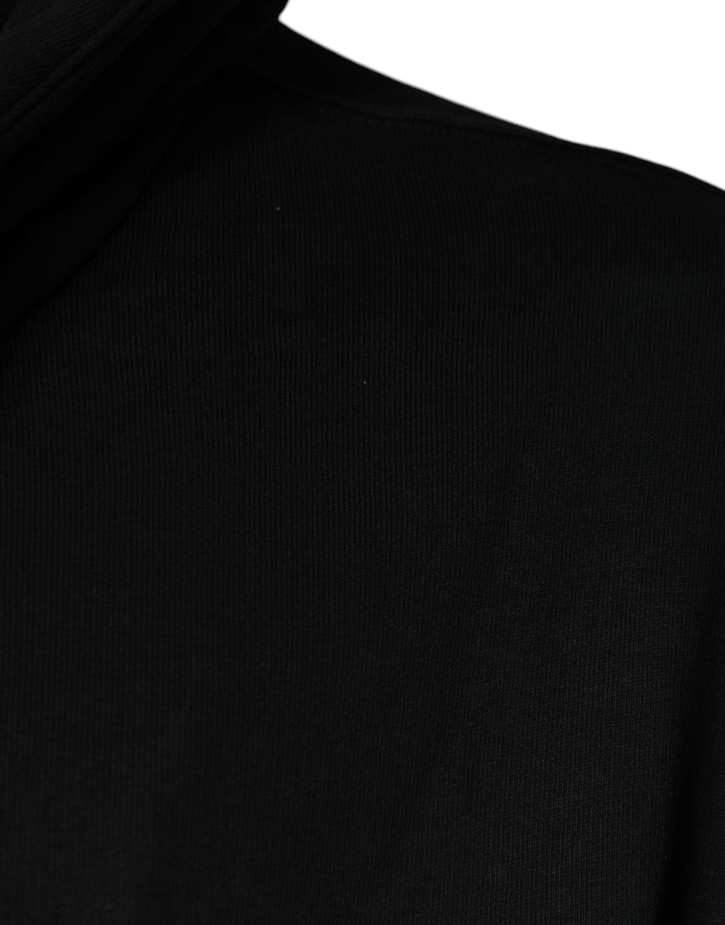 Sweat à capuche noir Dolce & Gabbana avec logo en plaque, fermeture éclair pleine longueur, tissu doux et confortable.