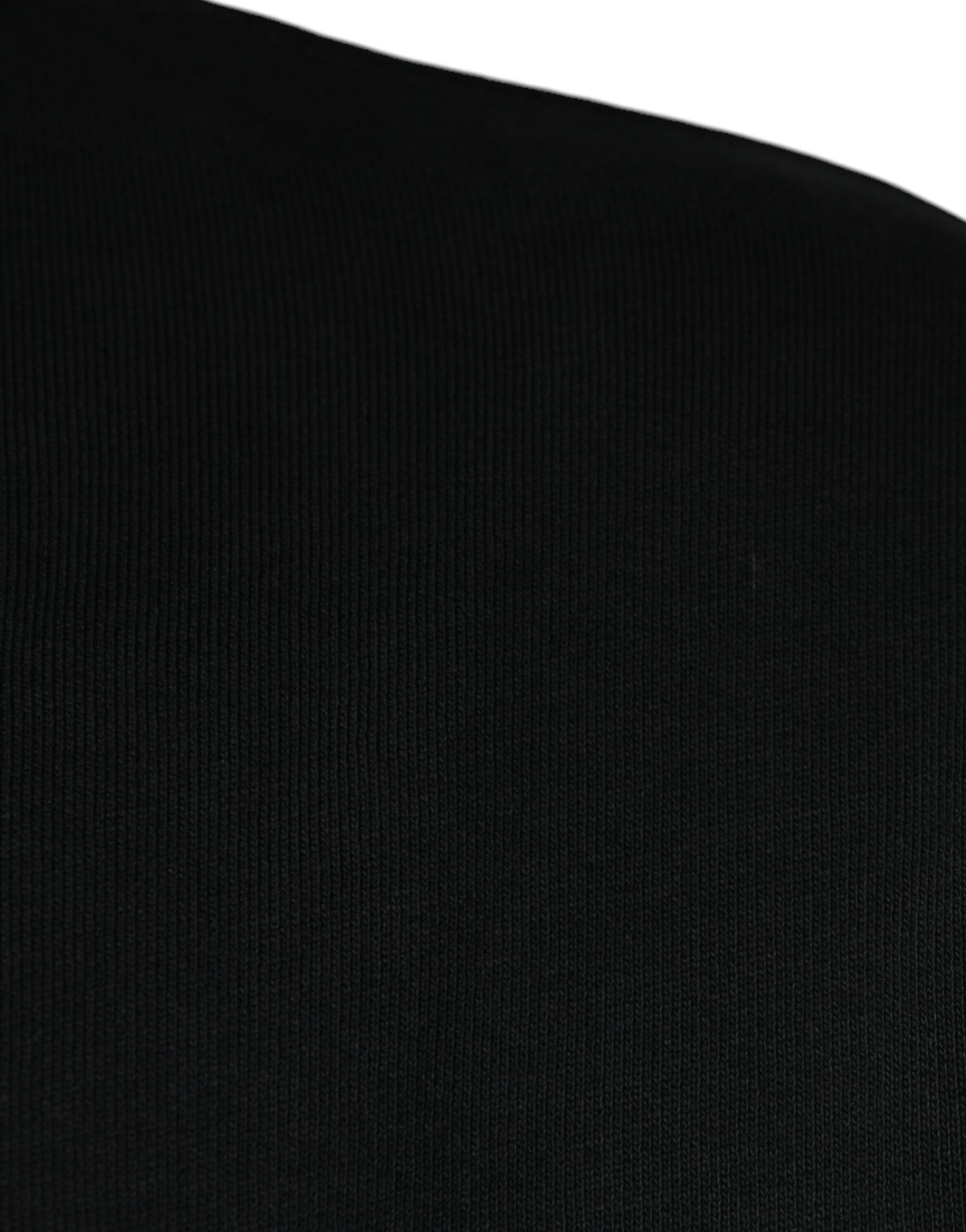 Sweat à capuche noir Dolce & Gabbana avec plaque logo, fermeture éclair complète et design élégant, visible en détail.