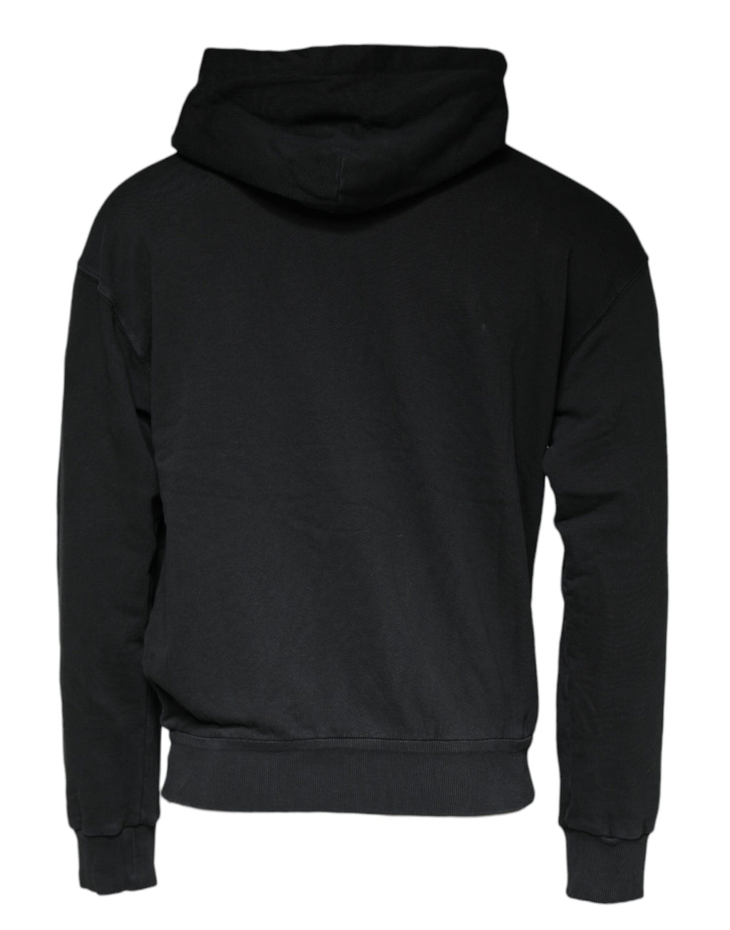 Sweat à capuche Dolce & Gabbana noir avec logo en plaque, fermeture éclair complète, devant visible sur l'image.