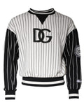 Sweatshirt Dolce & Gabbana noir et blanc avec rayures et logo, doux et décontracté, porté sur mannequin.