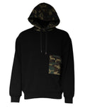 Sweat à capuche Dolce & Gabbana noir camouflage, pull-over décontracté avec capuche et motif camouflage tendance.