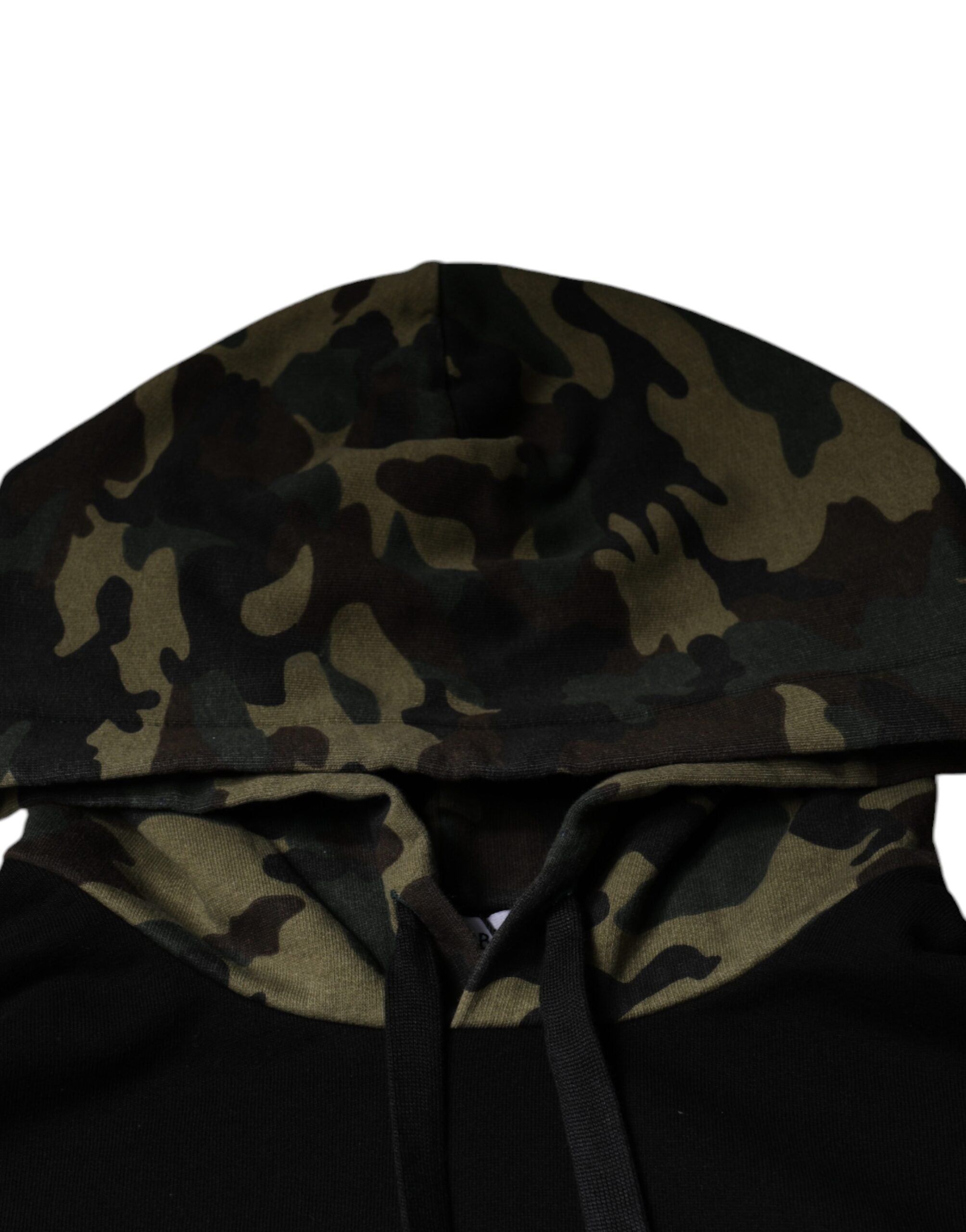 Sweat à capuche noir camouflage Dolce & Gabbana, pull en tissu doux, avec capuche et motif camouflage tendance.