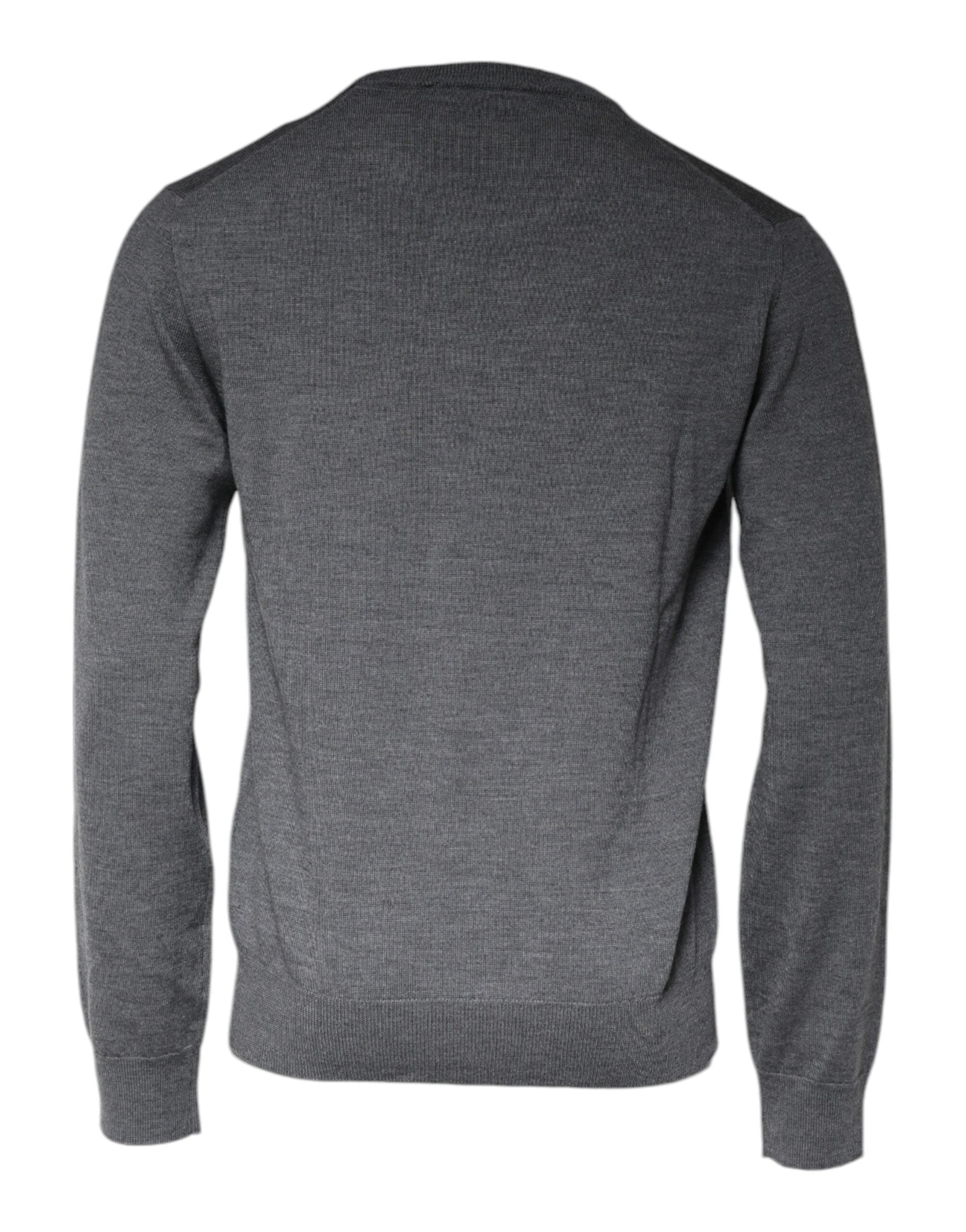 Pull-over en laine gris foncé Dolce & Gabbana à col rond, sweat-shirt homme élégant et confortable.