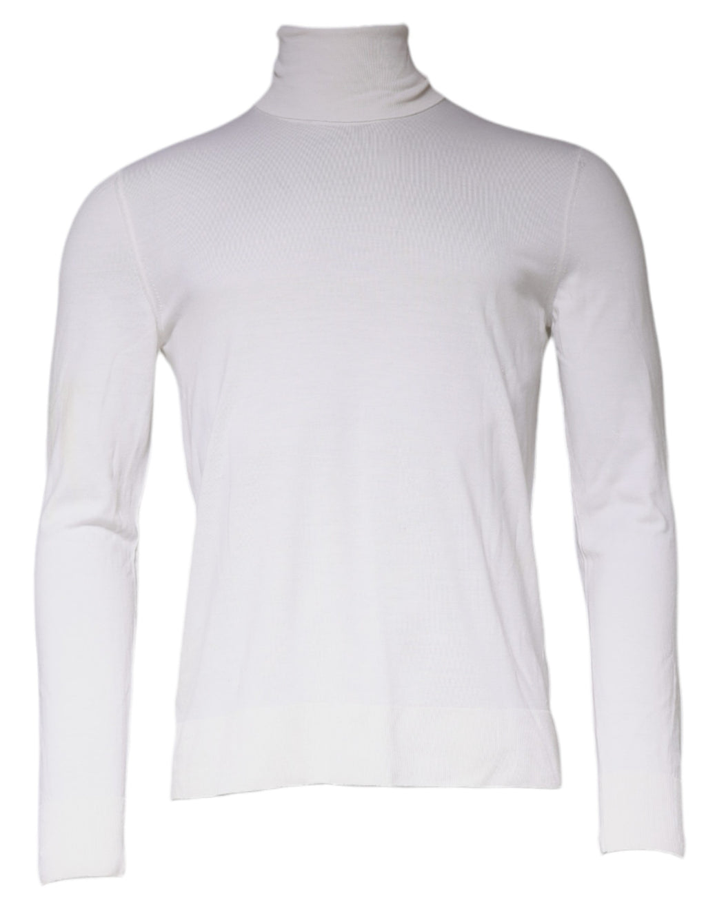 Pull-over blanc Dolce & Gabbana à manches longues et col roulé pour homme, style élégant et classique, en tissu doux.