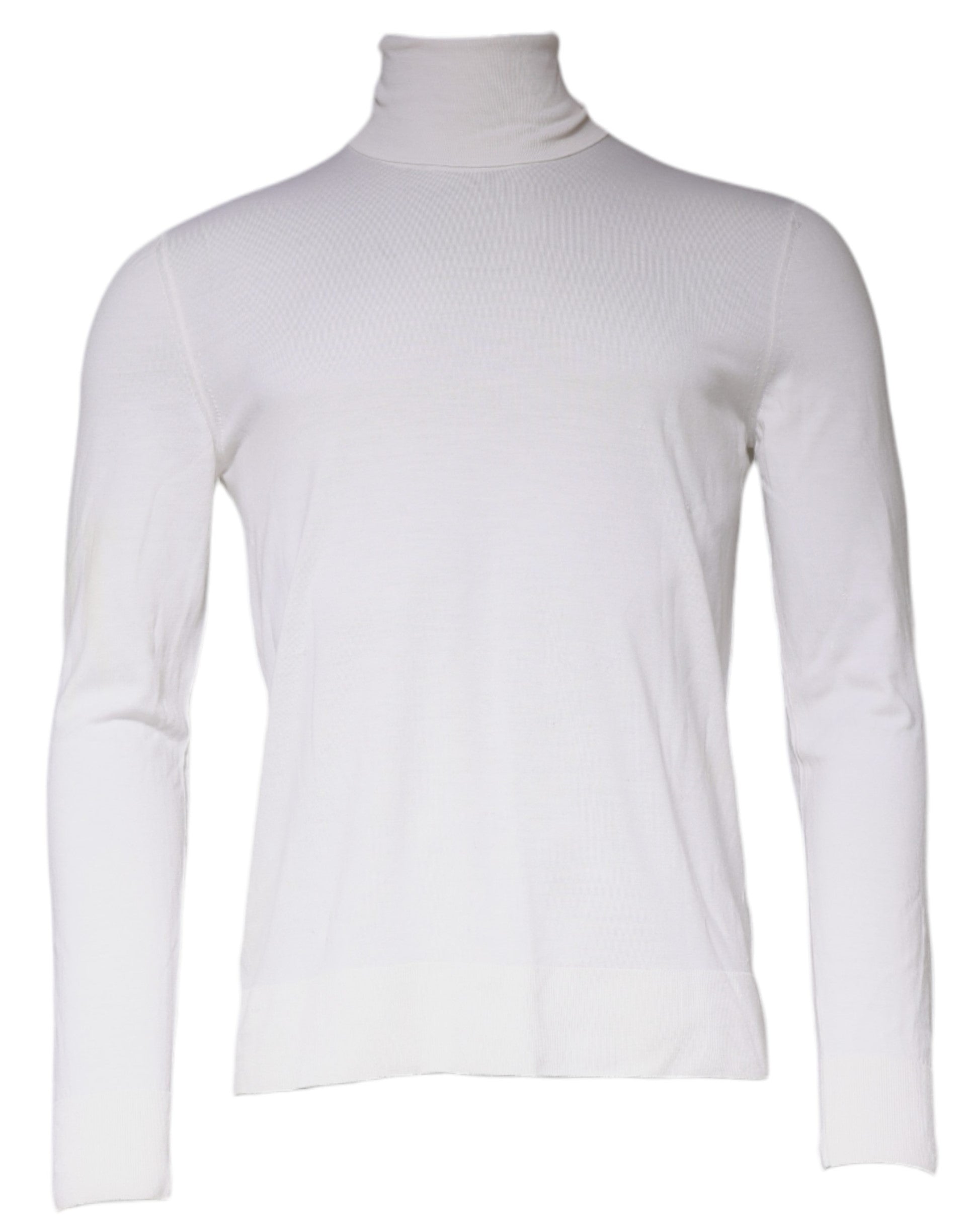 Pull-over blanc Dolce & Gabbana à manches longues et col roulé pour homme, style élégant et classique, en tissu doux.