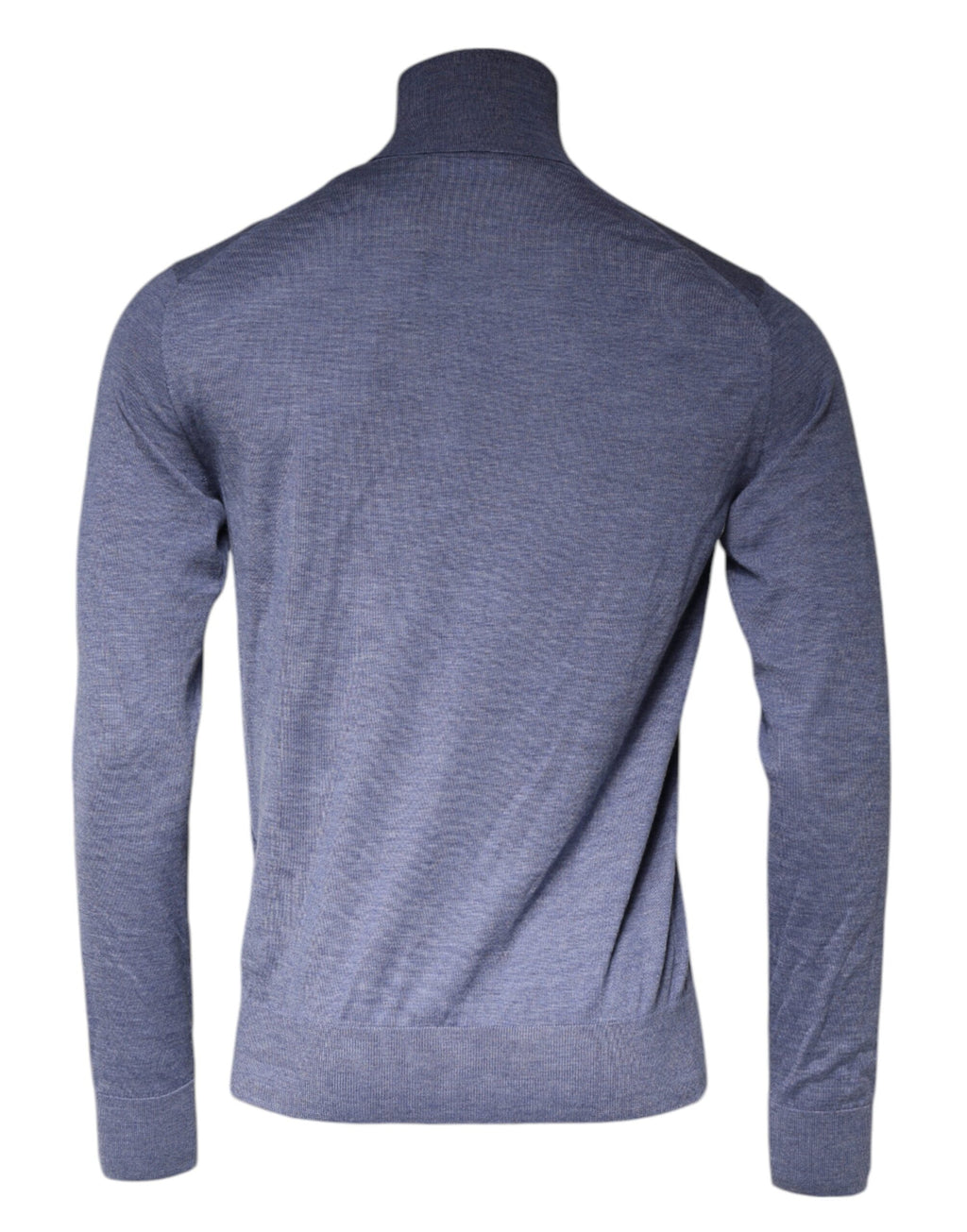 Pull en laine Dolce & Gabbana à col roulé violet et bleu à manches longues, style élégant et confortable.