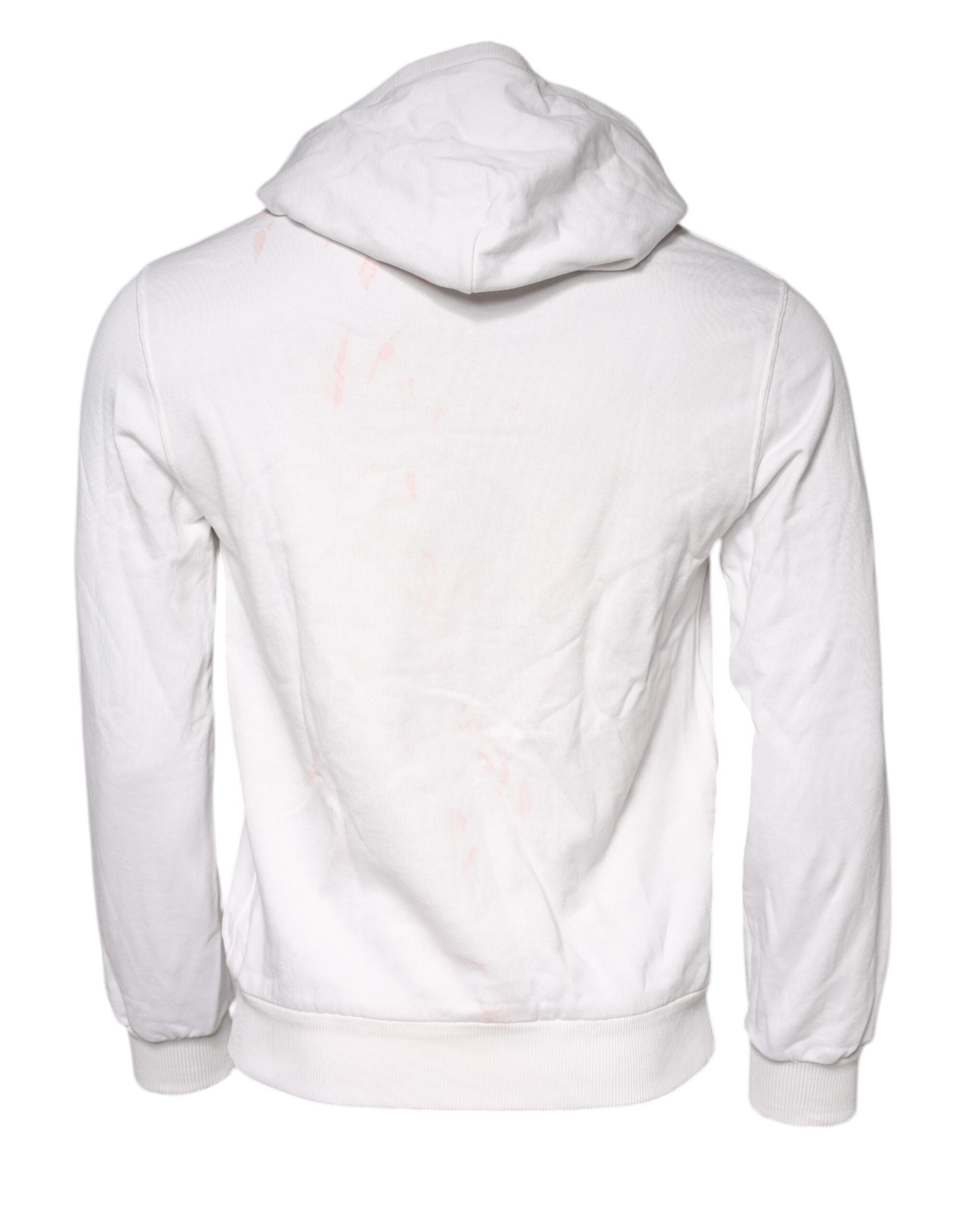 Sweat à capuche blanc en coton Dolce & Gabbana Caesar, pull-over à capuche décontracté et élégant, mode masculine.