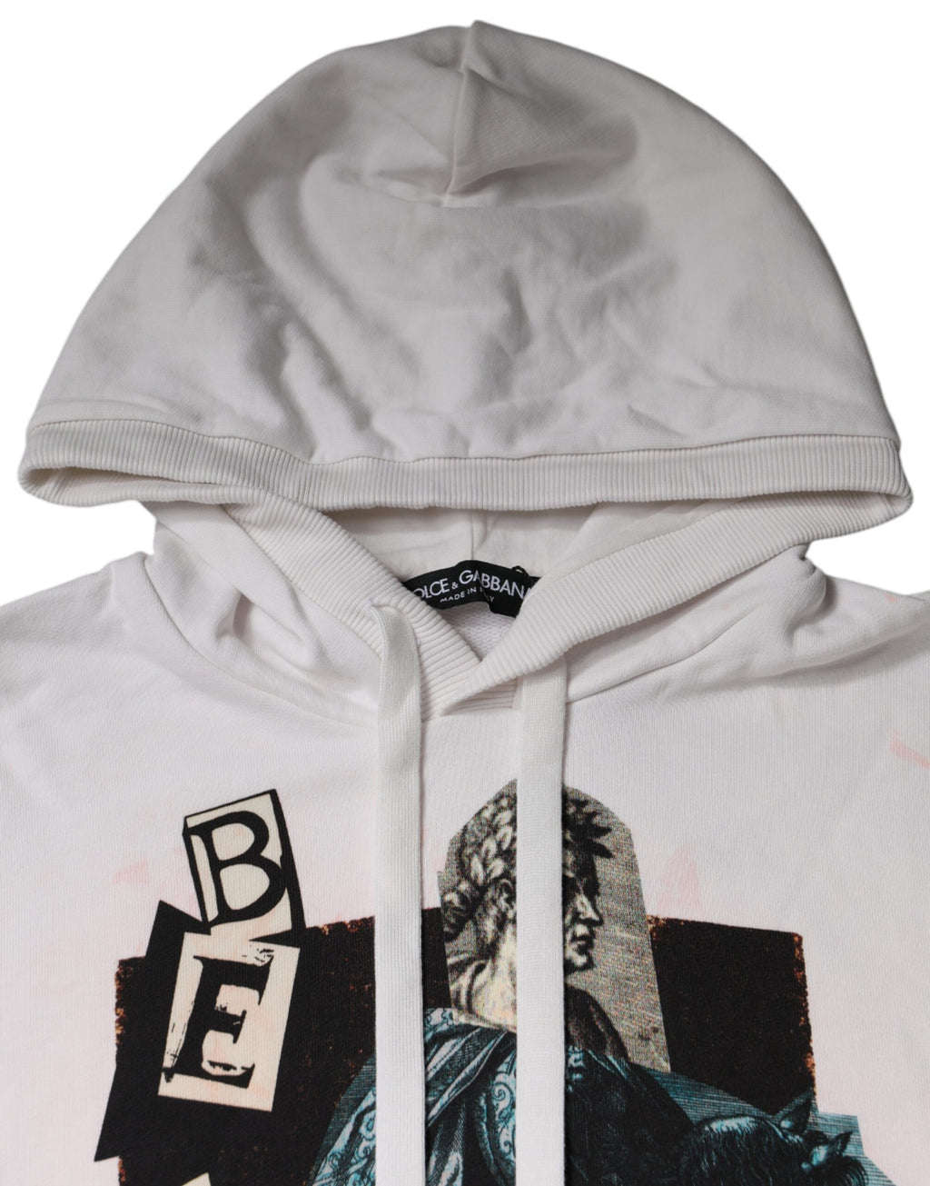 Sweat à capuche blanc en coton Dolce & Gabbana Caesar, pull-over décontracté avec capuche et logo élégant.