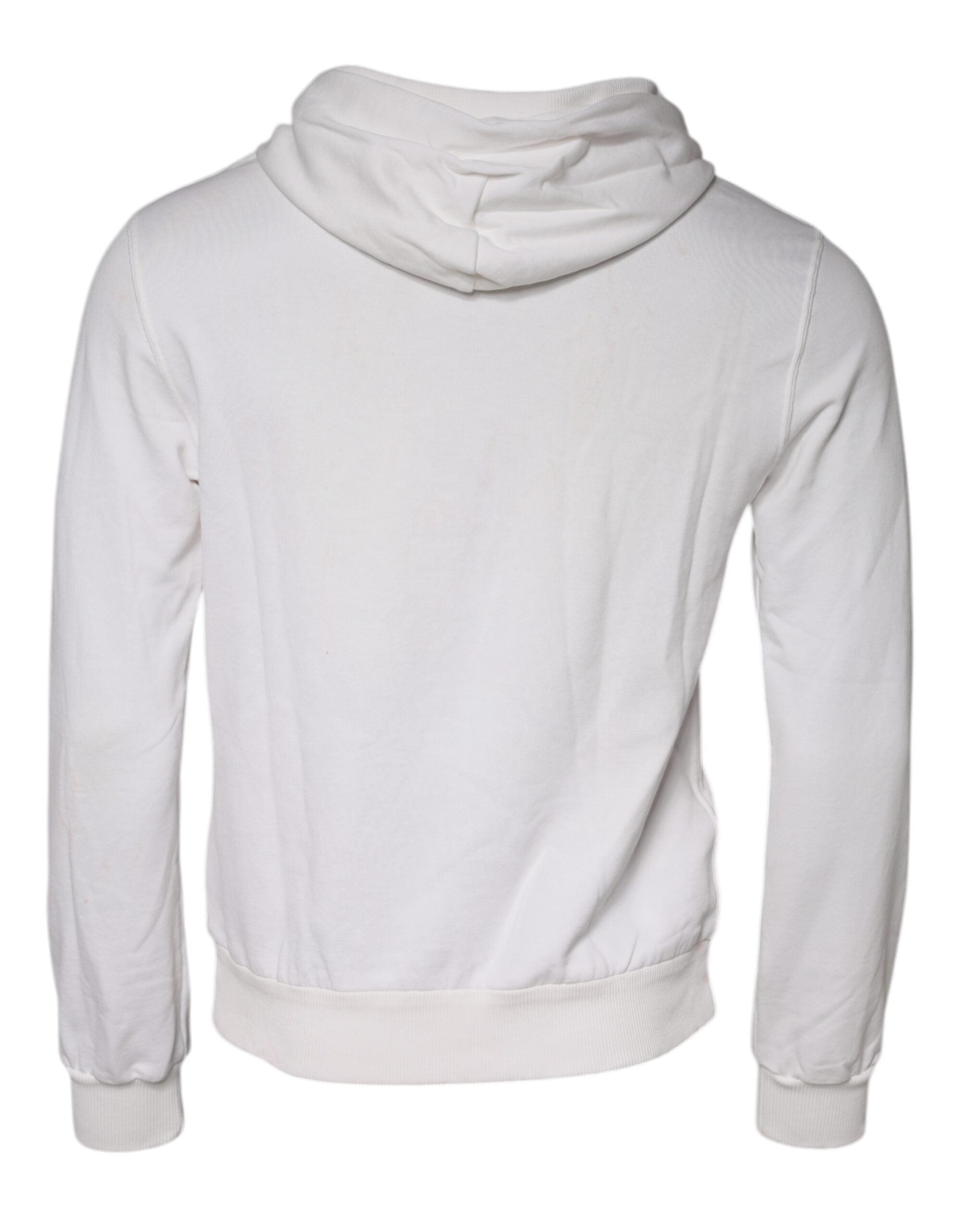 Pull à capuche blanc Dolce & Gabbana Caesar en coton, style décontracté avec logo visible sur la poitrine.