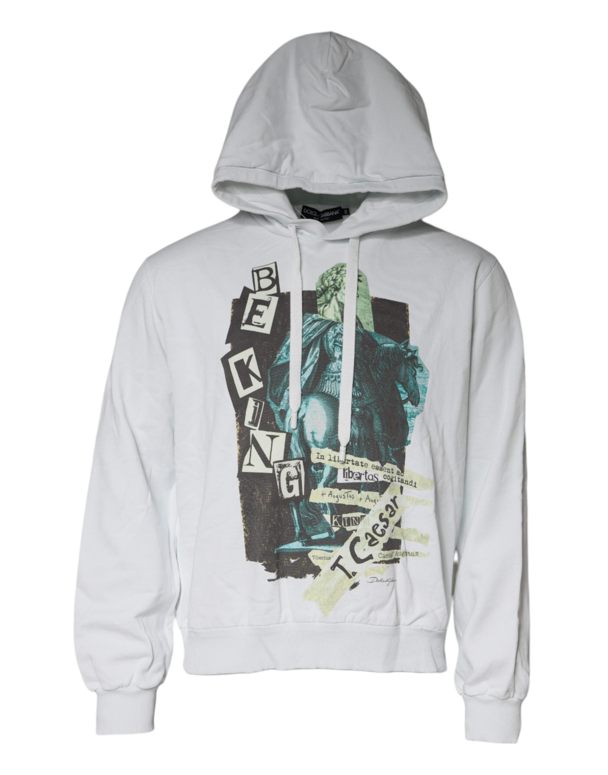 Pull à capuche blanc en coton Dolce & Gabbana Caesar, style décontracté avec logo discret visible sur le devant.