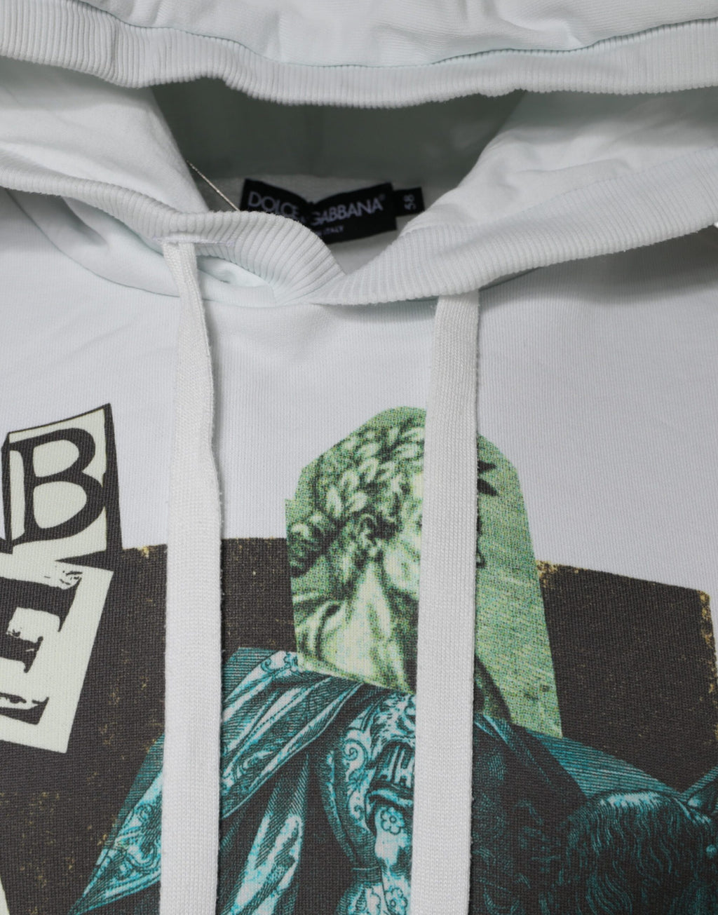 Sweat à capuche blanc en coton Dolce & Gabbana Caesar, pull-over avec capuche et design élégant, vue de face.