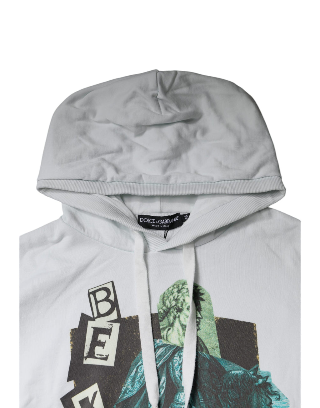 Sweat à capuche blanc Dolce & Gabbana en coton avec logo Caesar, confortable et stylé, vue de face.