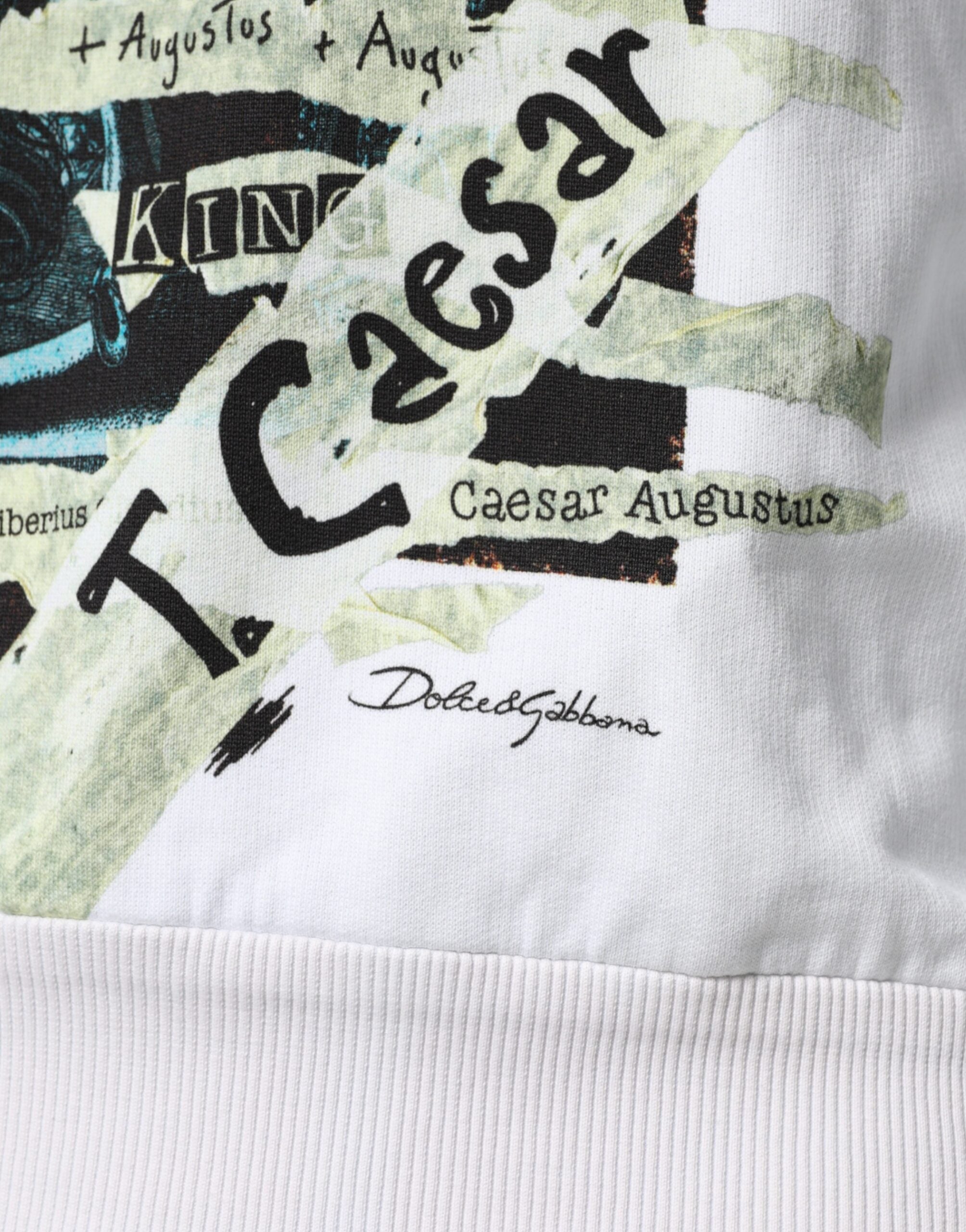 Sweat à capuche blanc Dolce & Gabbana en coton avec logo Caesar, style décontracté et confortable.
