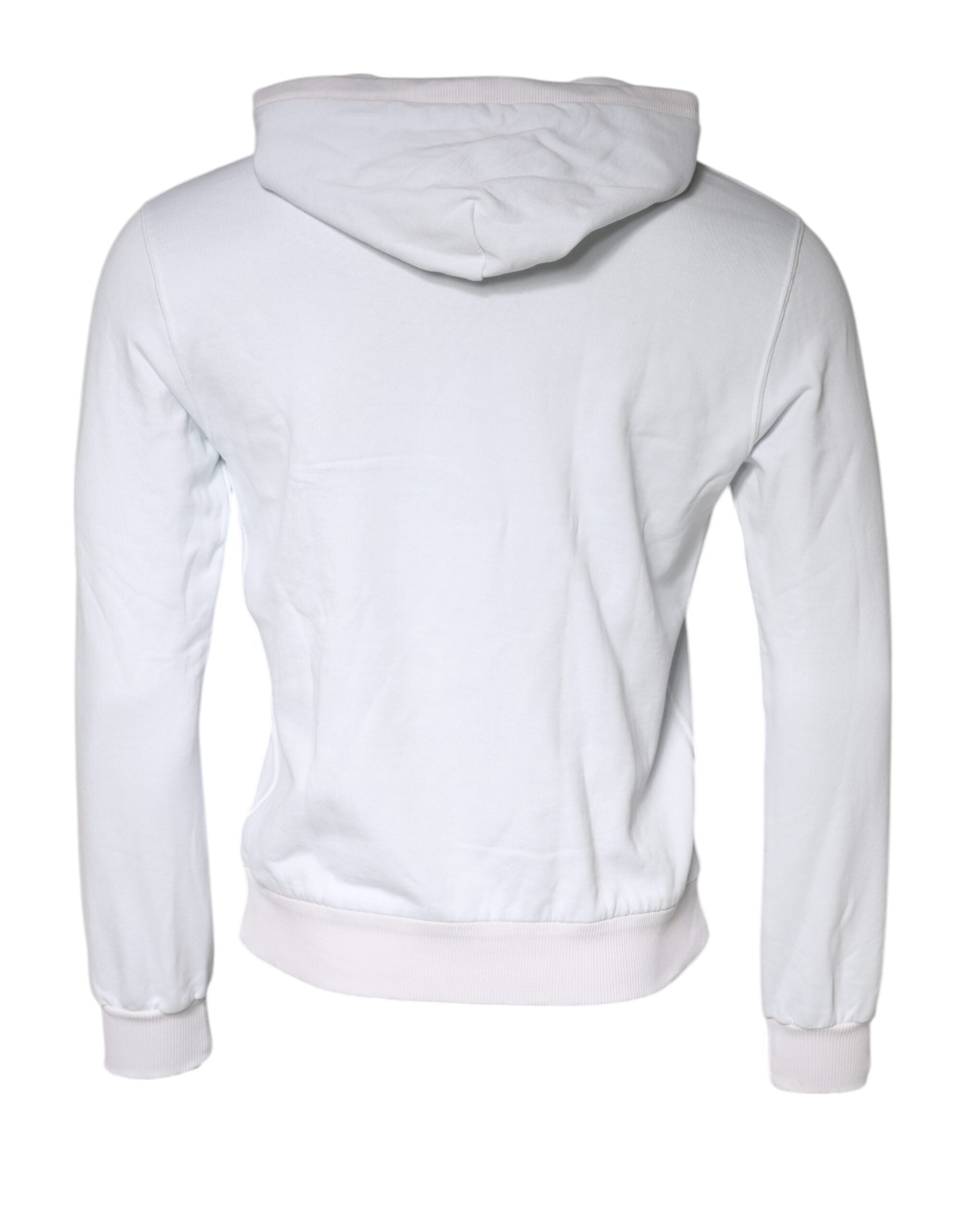 Sweat à capuche blanc Dolce & Gabbana Caesar en coton avec capuche et design élégant, vue de face.