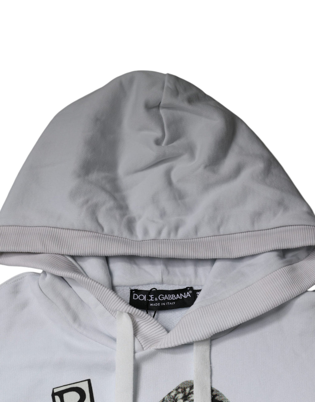 Sweat à capuche blanc en coton Dolce & Gabbana Caesar, pull-over élégant avec capuche et détails classiques.