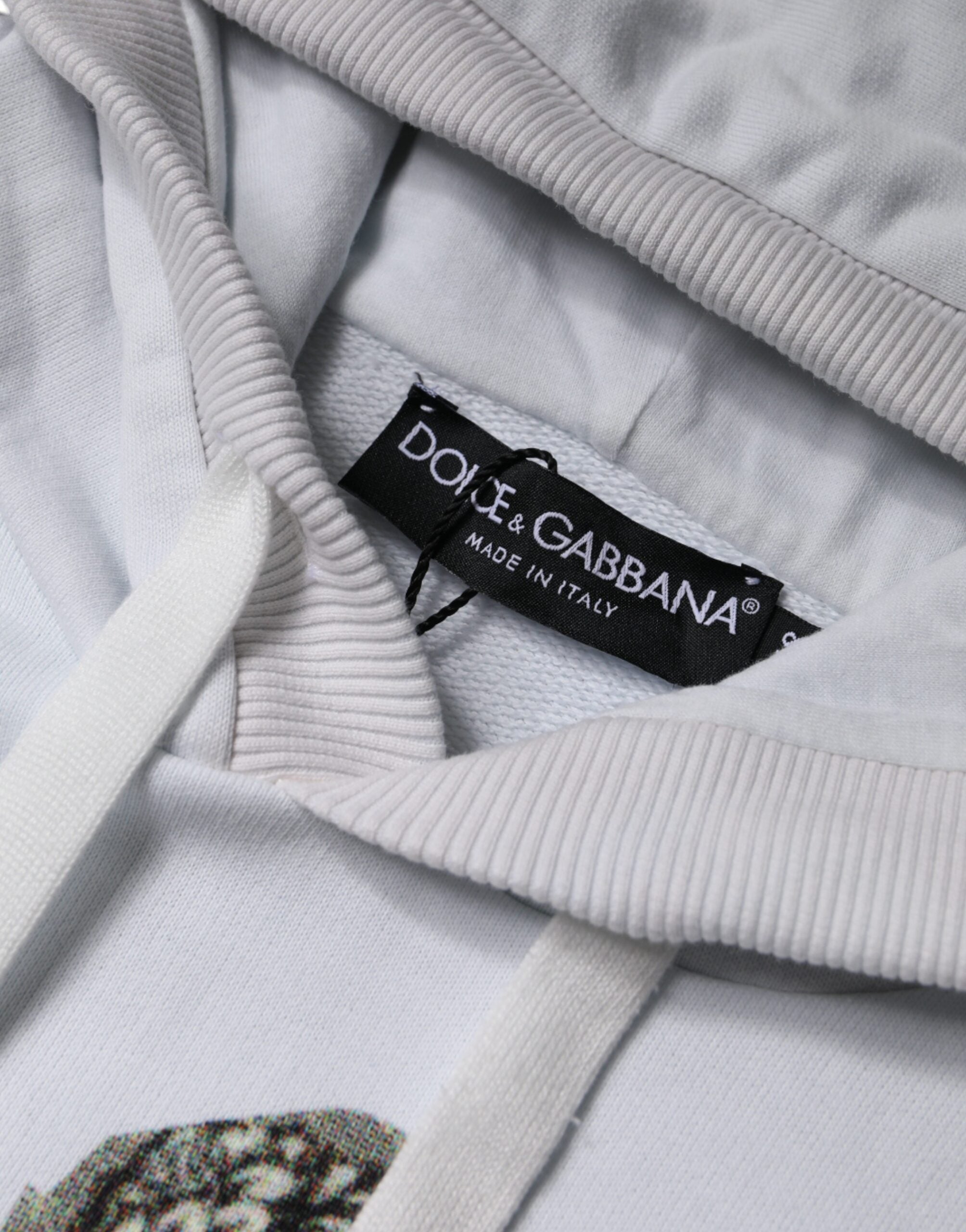 Pull à capuche blanc Dolce & Gabbana en coton Caesar, sweat-shirt confortable avec design décontracté et logo élégant.