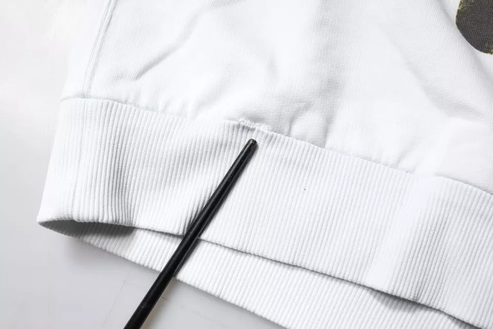 Sweat à capuche en coton blanc Dolce & Gabbana Caesar, pull-over décontracté avec capuche et design élégant.