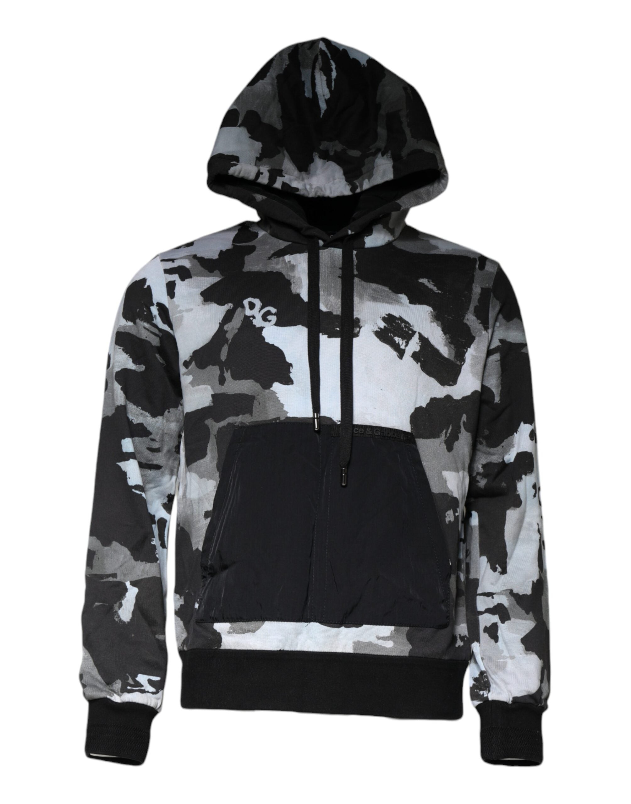 Sweat à capuche pour homme Dolce & Gabbana multicolore camouflage, motif militaire, avec capuche et manches longues.