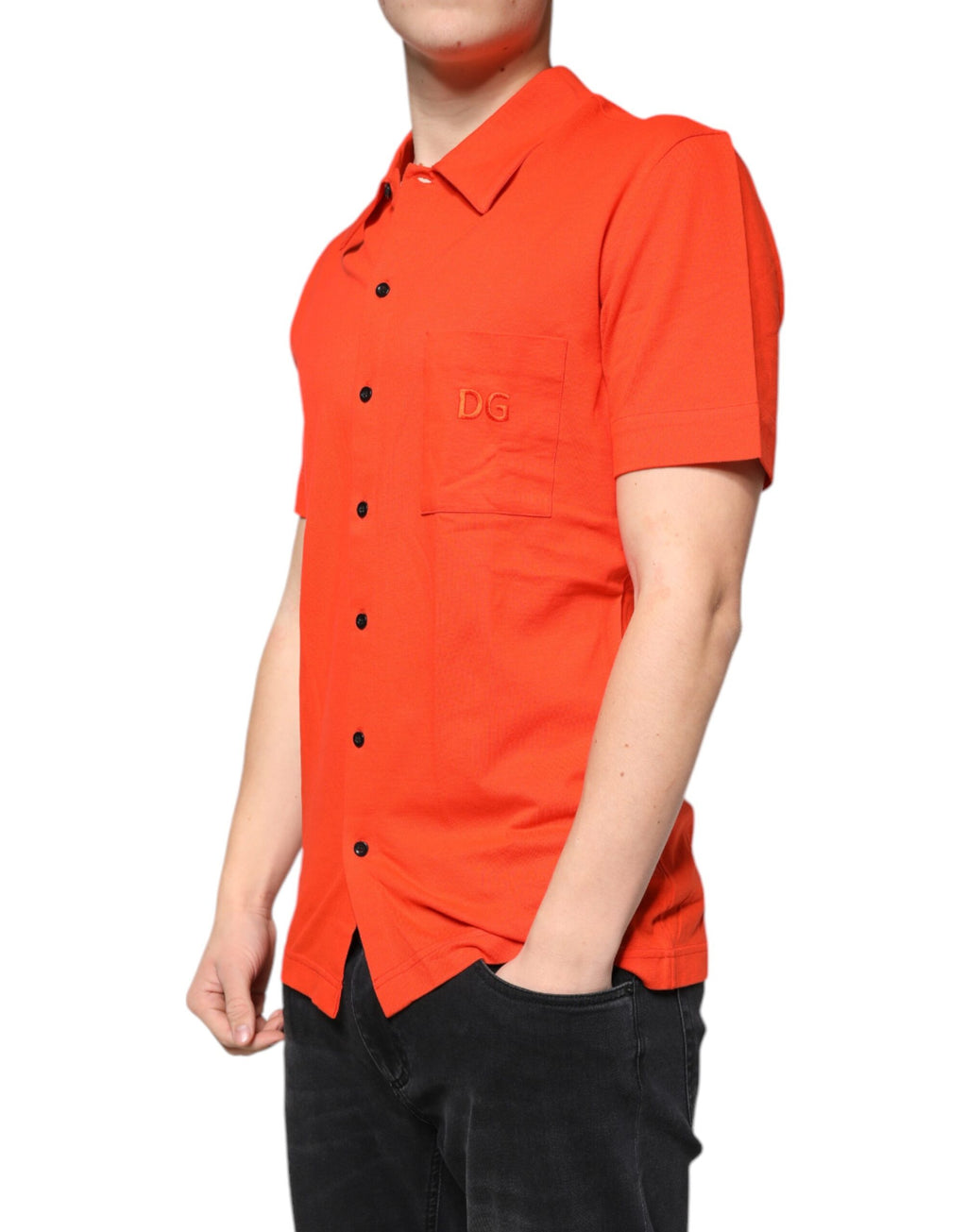 Chemise polo décontractée en coton orange de Dolce & Gabbana, boutonnière classique et style élégant.