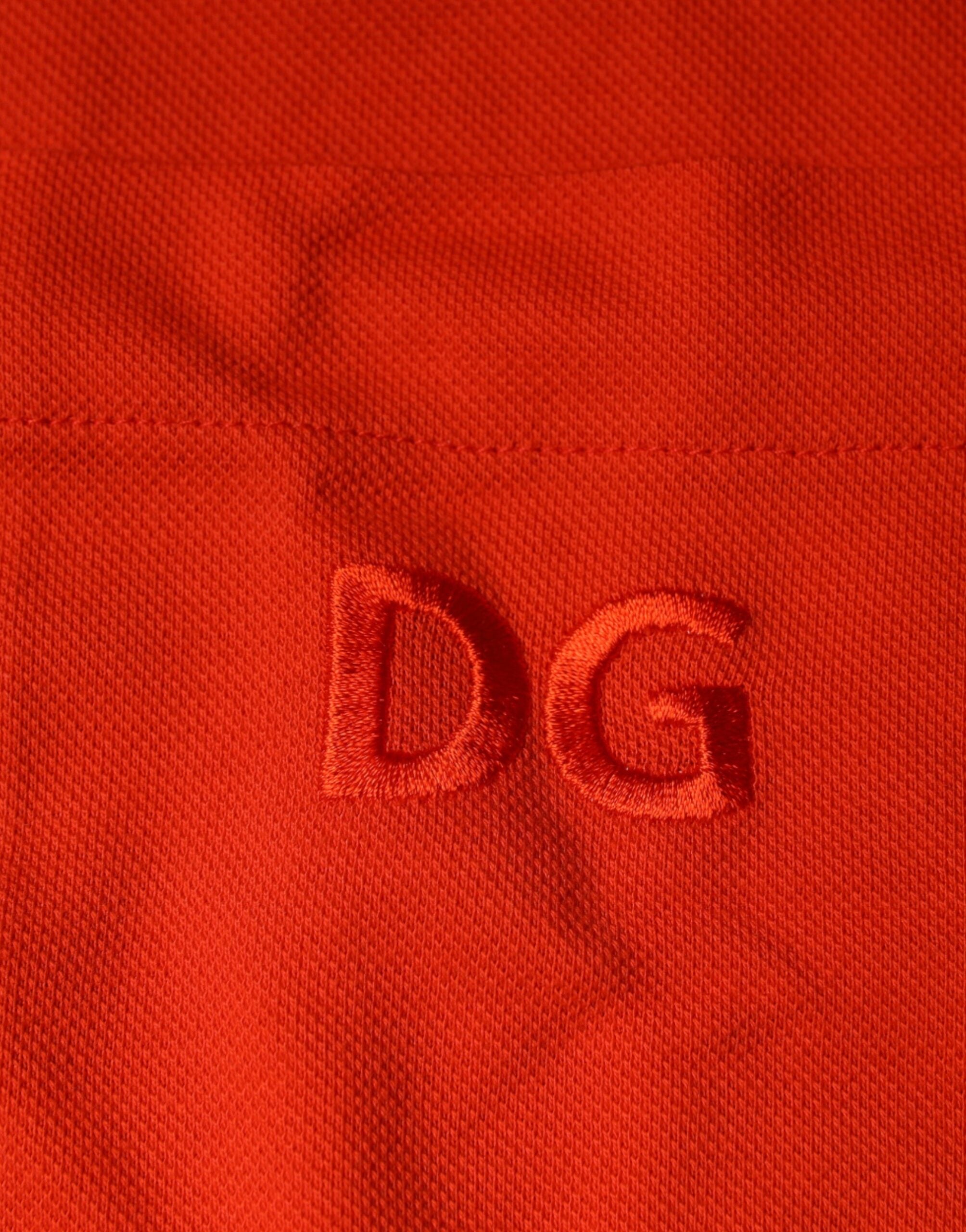 Chemise polo Dolce & Gabbana en coton orange à boutons, style décontracté et élégant, vue de face.
