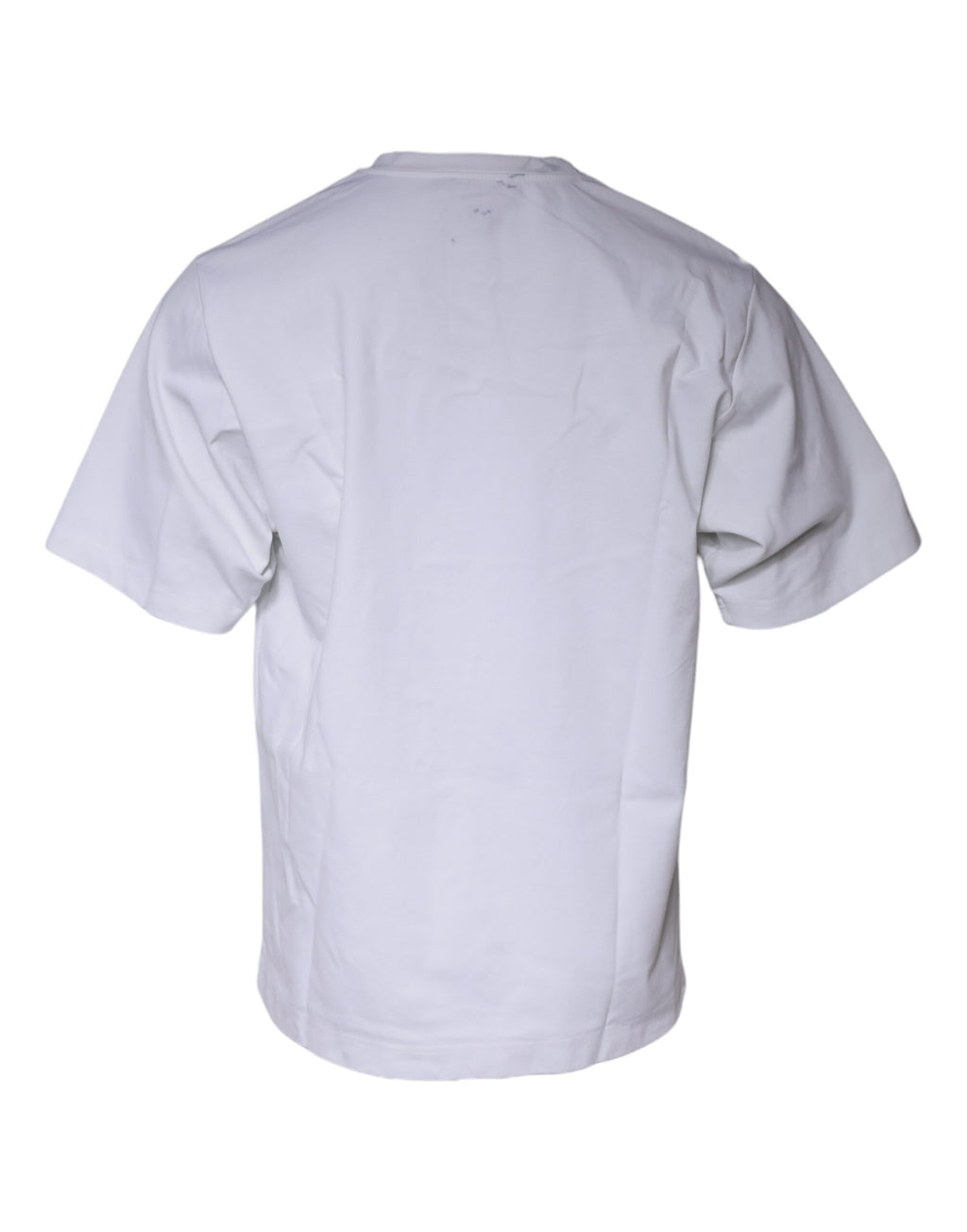 T-shirt blanc en coton Dolce & Gabbana avec imprimé graphique et col rond, visible sur l'image.