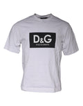 T-shirt blanc en coton Dolce & Gabbana avec logo imprimé, col rond, style décontracté et moderne.