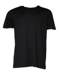 T-shirt noir Dolce & Gabbana en coton à manches courtes et col rond, vue de face.
