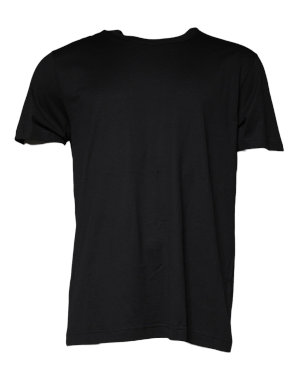 T-shirt à manches courtes en coton noir de Dolce & Gabbana avec col ras du cou, vue de face.